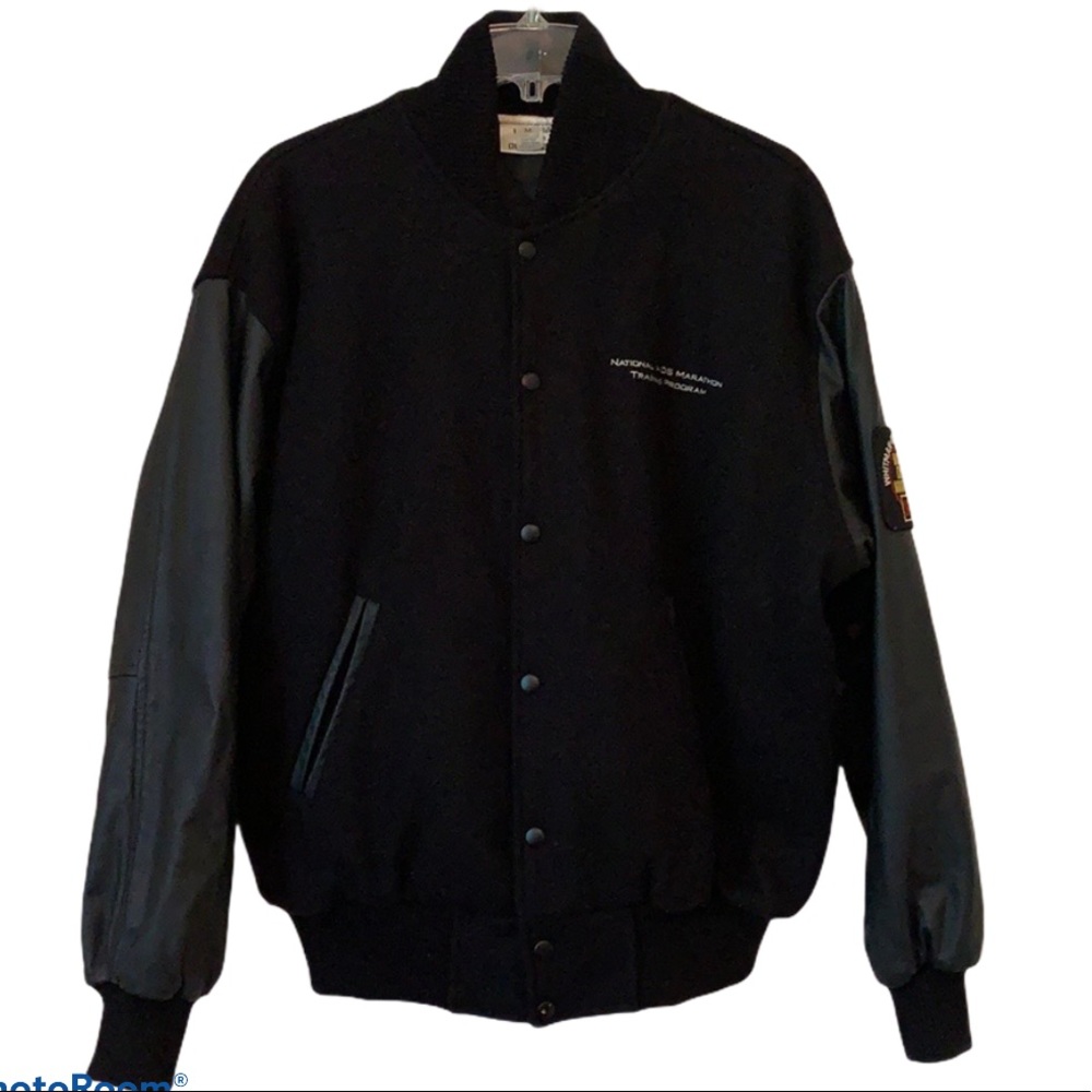 Bomber/Varsity Jacket Black Marine Corps Marathon Gem
